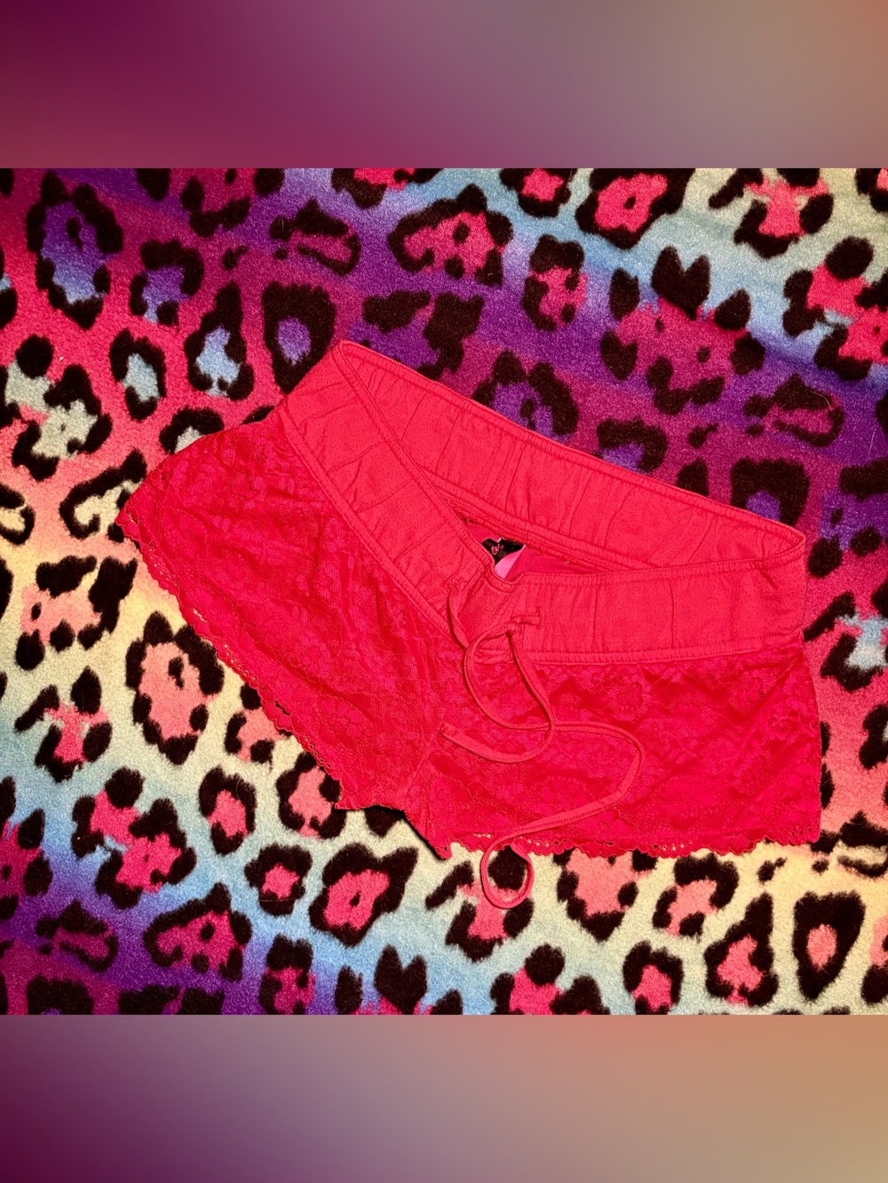 La SENZA Red Lace Lounge Shorts